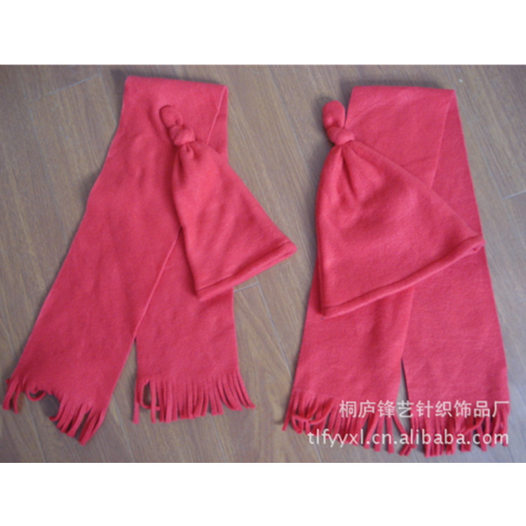 Winter Promotion Gifts Kidsren's Warm Winter Polar Fleece Double-sided Velvet Pure Color Hat and Scarf Two-piece Set