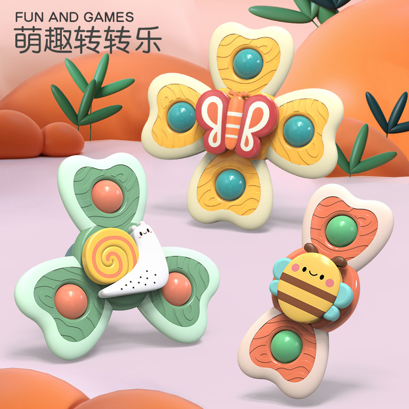 Baby cartoon dining table sucker transfer toy baby physical hand rattle year-old newborn early education comfort cross-border