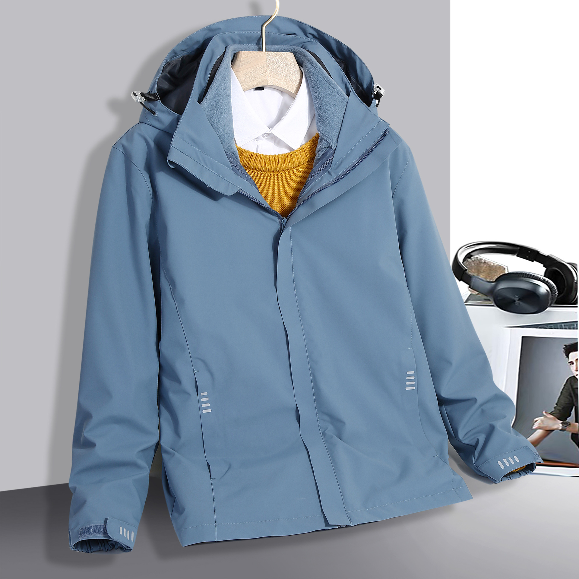 Wholesale Dropshipping Men's and Women's Outdoor Pure Color Jackets Two-Piece Waterproof Mountaineering Clothing Fishing Travel Clothing 2198 Cycling