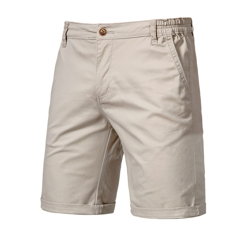 Cross-Border Summer New Cotton Casual Shorts Men's European and American Straight Slim Fit Five-Point Pants Large Size Solid Color Men's Clothing Wholesale