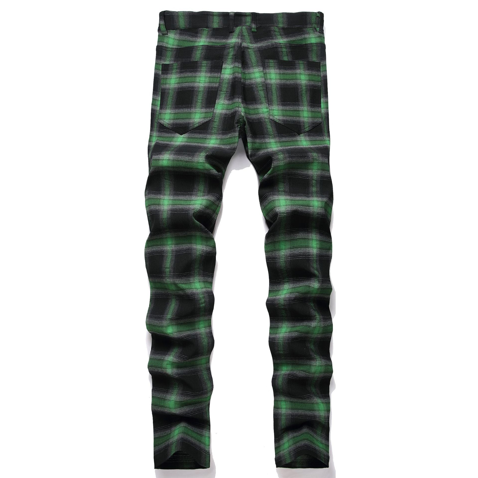 2025 Spring and Autumn New Cross-Border Men's Plaid Sports Pants Ebay High Street Fashion Foreign Trade European Size Men's Casual Trousers